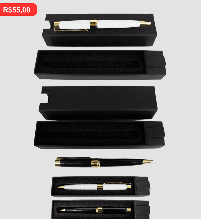 Caneta Executiva (Escrita Azul, com Caixa) - Brinde personalizado da MV Personalizados