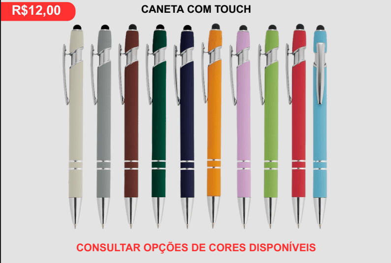 Caneta com Touch - Brinde personalizado da MV Personalizados