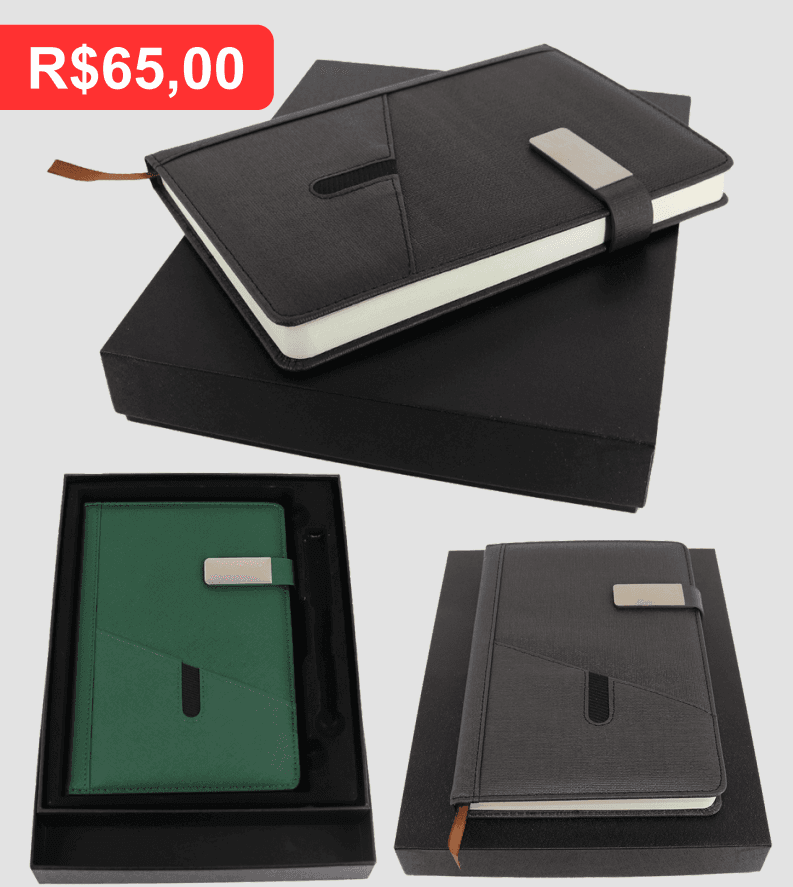 Kit Executivo com Caixa - Brinde personalizado da MV Personalizados