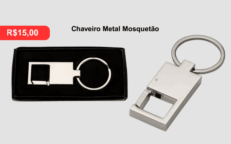Chaveiro Metal Mosquetão - Brinde personalizado da MV Personalizados