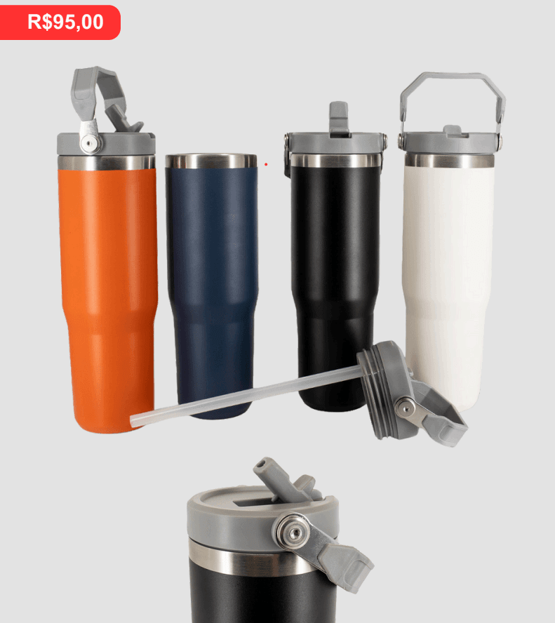 Garrafa Térmica com Alça 1000ml - Brinde personalizado da MV Personalizados