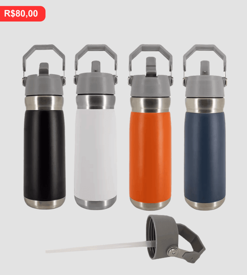 Garrafa Térmica com Alça 650ml - Brinde personalizado da MV Personalizados