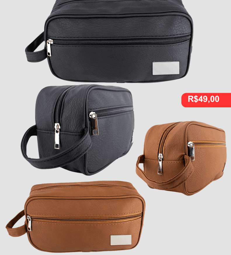 Nécessaire em Couro Sintético - Brinde personalizado da MV Personalizados