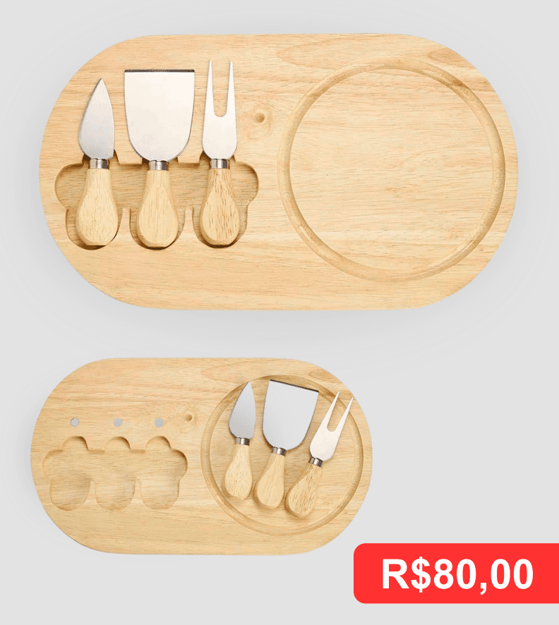 Kit Queijo – 4 Peças - Brinde personalizado da MV Personalizados