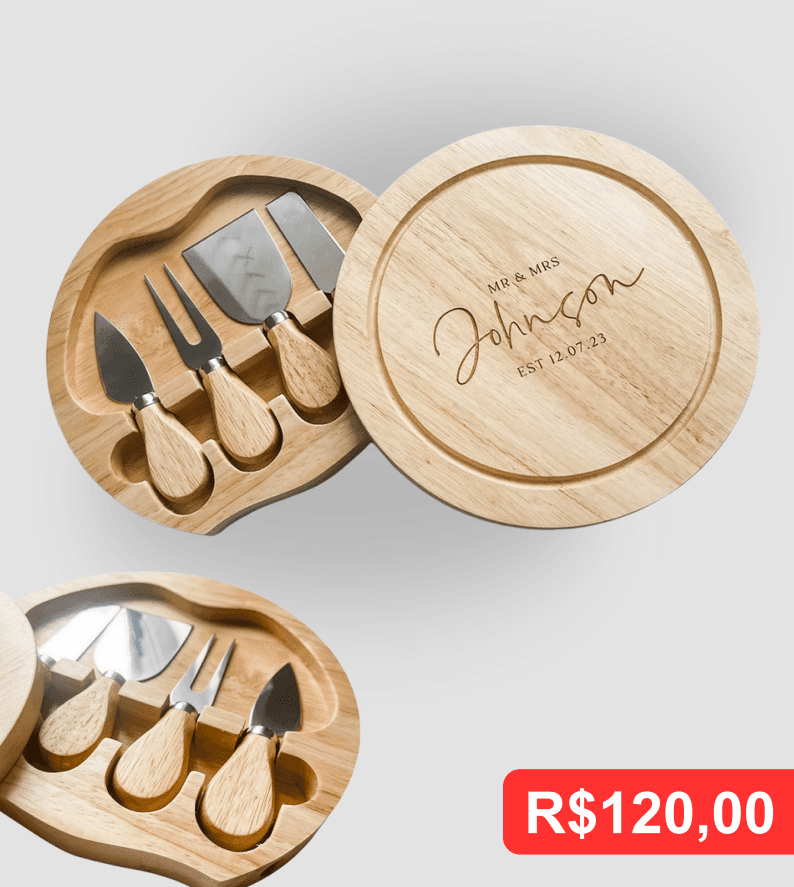 Kit Queijo Redondo – 5 Peças - Brinde personalizado da MV Personalizados