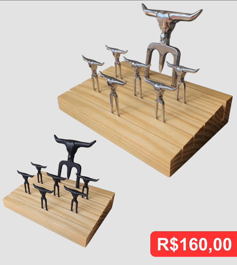 Kit Garfo Tridente + 6 Garfinhos Petisco - Brinde personalizado da MV Personalizados