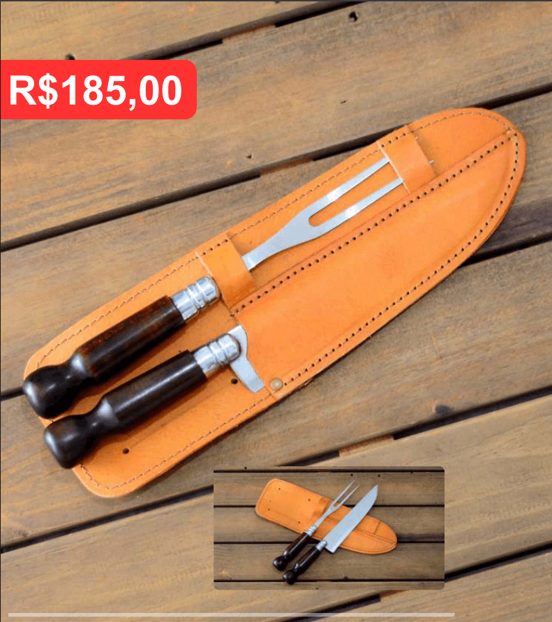 Faca 08G Madeira com Bainha de Couro - Brinde personalizado da MV Personalizados