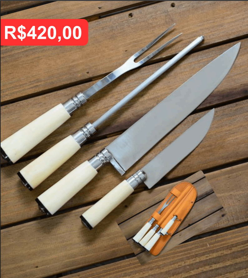 Faca 10A 06G Osso com Bainha de Couro - Brinde personalizado da MV Personalizados