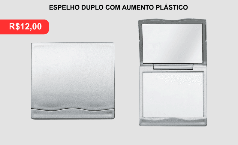 Espelho Duplo com Aumento (Plástico) - Brinde personalizado da MV Personalizados